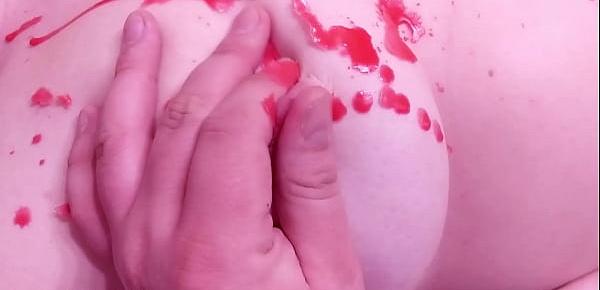  Pale Redhead Big Boobs Wax Play Nipple Squeeze BDSM Session